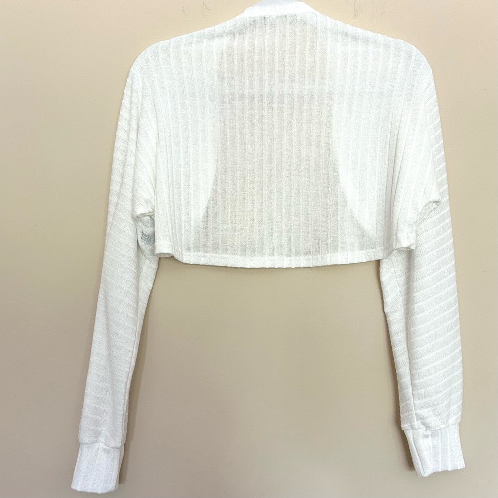Chic White Women's Bolero Shrug Open Front Cropped - Picture 6 of 7